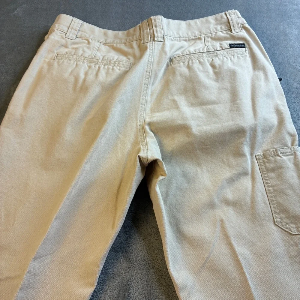 Columbia Mens Tan Khaki Cotton Canvas Utility Carpenter Pants 36x32 Straight Leg